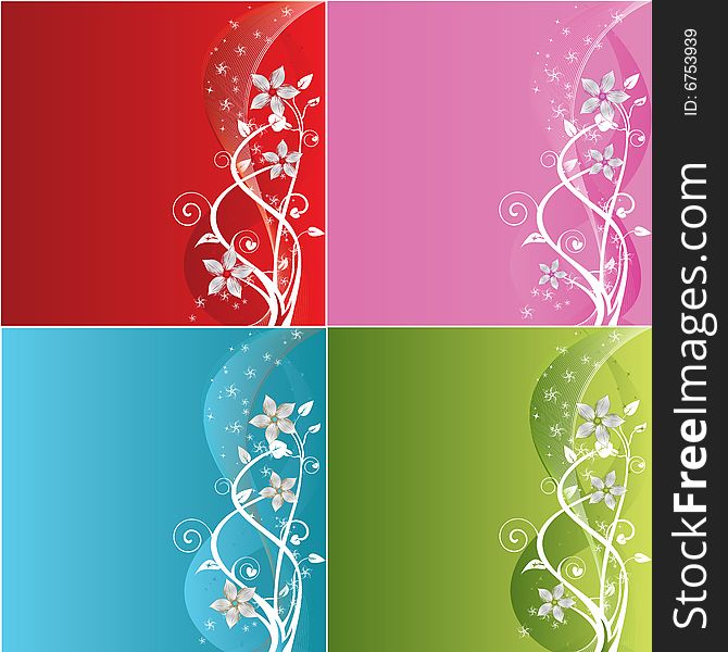 Flowers Design background set (4 colors)