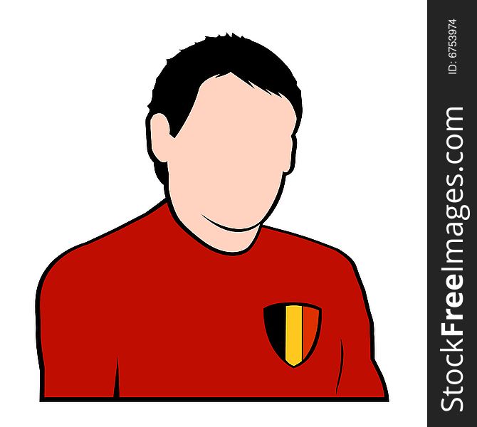 Illustration for belgian football or soccer player. Illustration for belgian football or soccer player