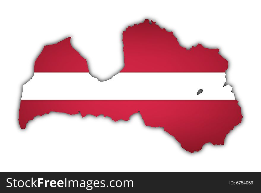 Map and flag of latvia on white background