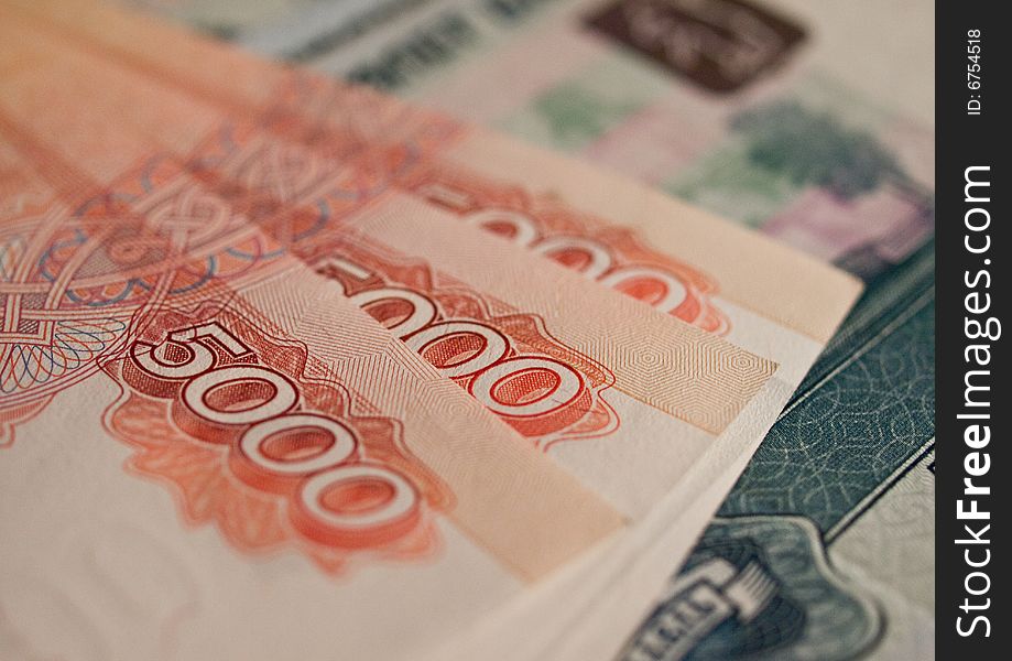 Rouble notes mostly by 5000. Rouble notes mostly by 5000