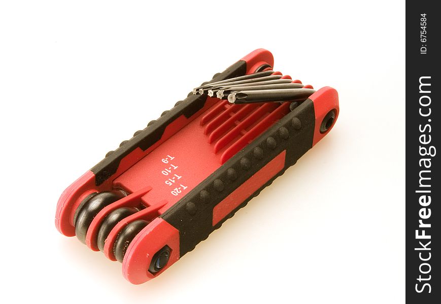 Handy folding red and black torx set