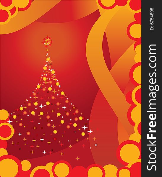 The vector illustration contains the image of christmas red pine