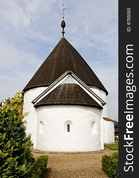 Round church Ols in Bornholm, Denmark, is the highest round church on the island