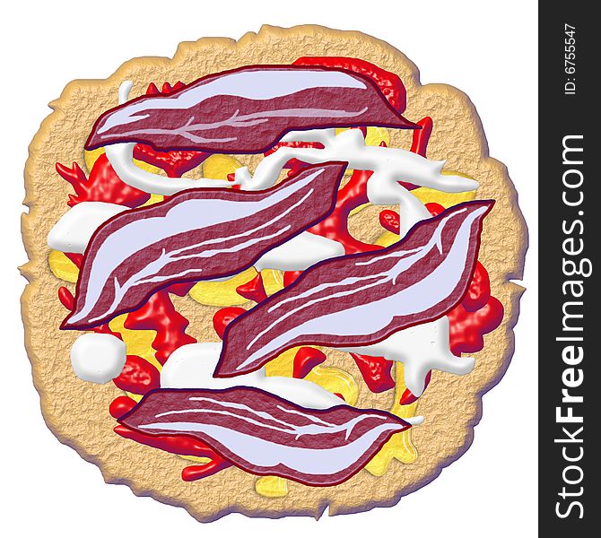 Rough Bitmap big pizza with Ham slices