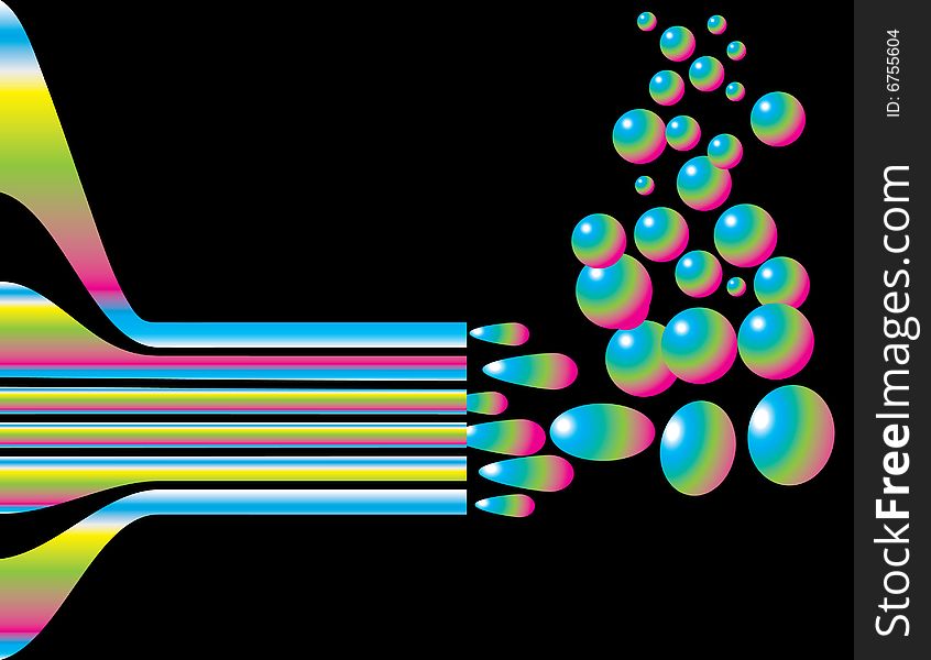Colorful Pipes Shoot out Colorful Bubbles in an Abstract Illustration. Colorful Pipes Shoot out Colorful Bubbles in an Abstract Illustration.