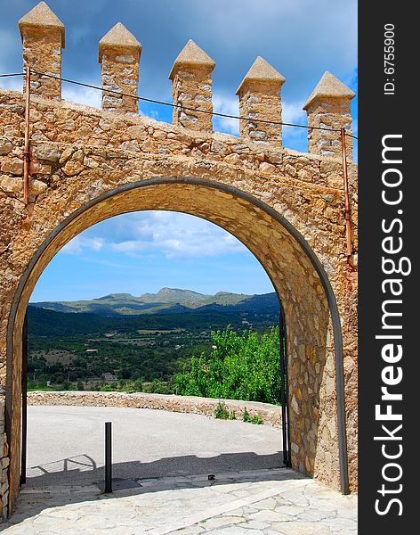 Rock door on a historic castle