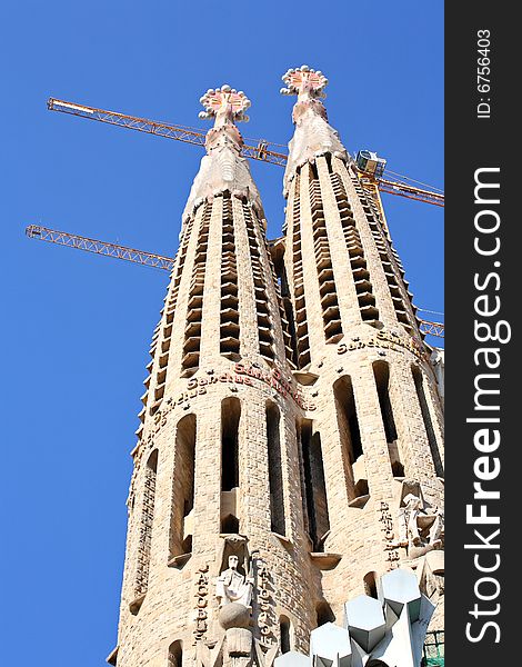 Temple Expiatori de la Sagrada Familia - unfinished Catholic basilica designed by the celebrated Art Nouveau architect Antoni Gaudi - Barcelona - Spain