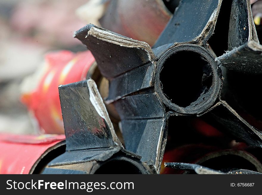 Burnt out casing from Fourth of July rocket. Burnt out casing from Fourth of July rocket