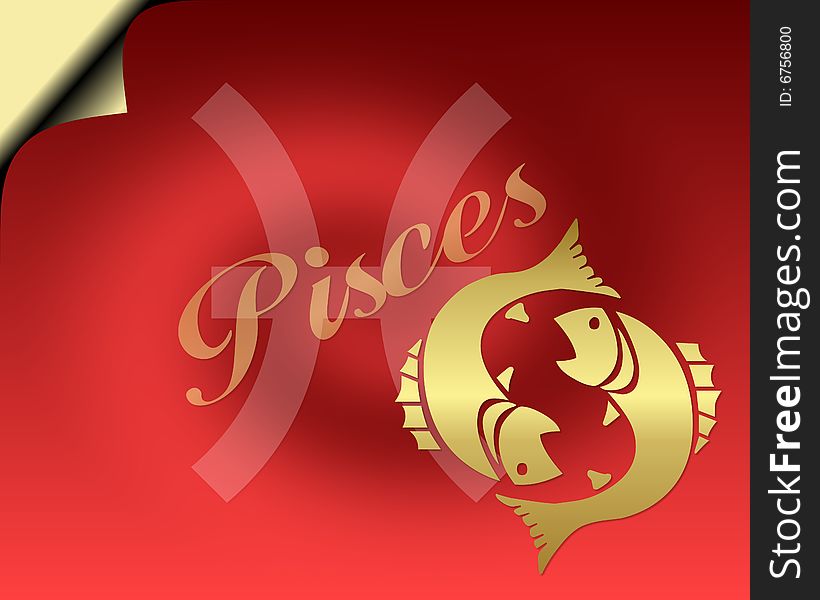 Pisces zodiac card- zodiac theme. Pisces zodiac card- zodiac theme