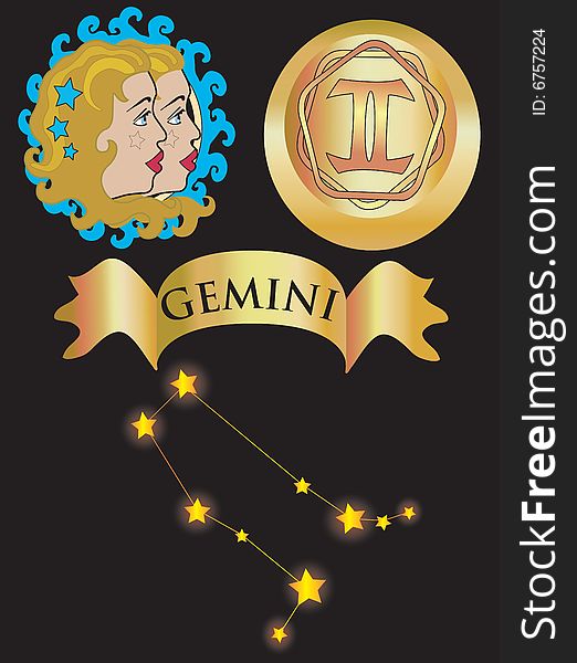 Vector illustration for zodiac sign Gemini