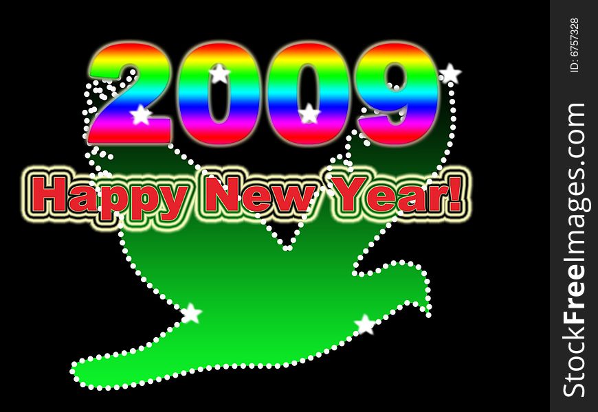 Happy new year card with a dove for wishing peace in 2009