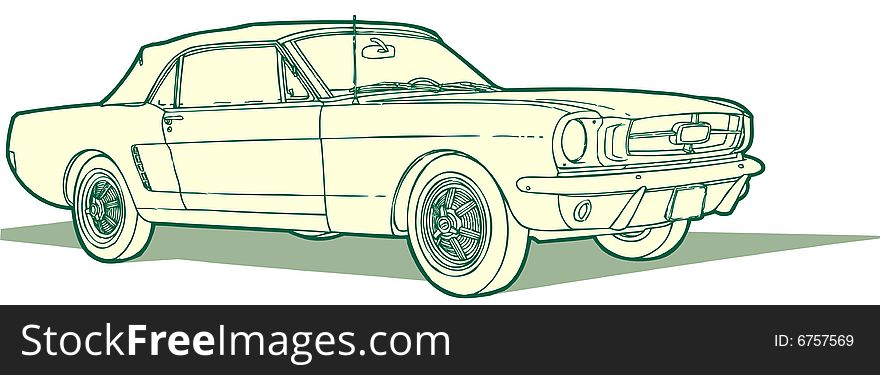 Vector drawings shows self-made car for race. Vector drawings shows self-made car for race
