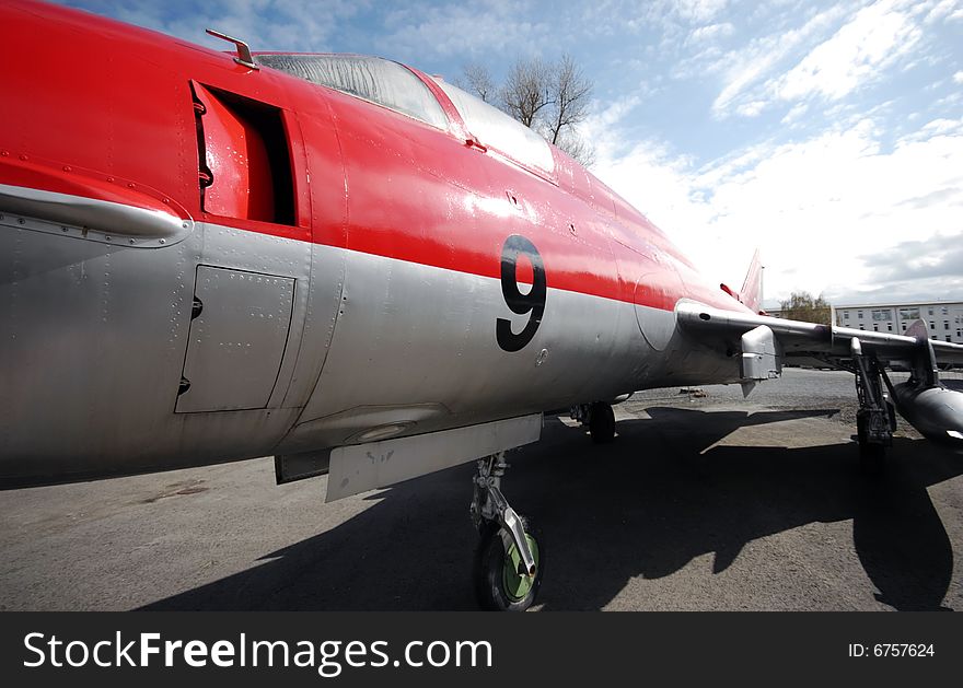 A photo from a series showing detail shots of decommissioned old fighter aircraft