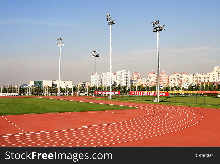 Curve of the running track in stadium