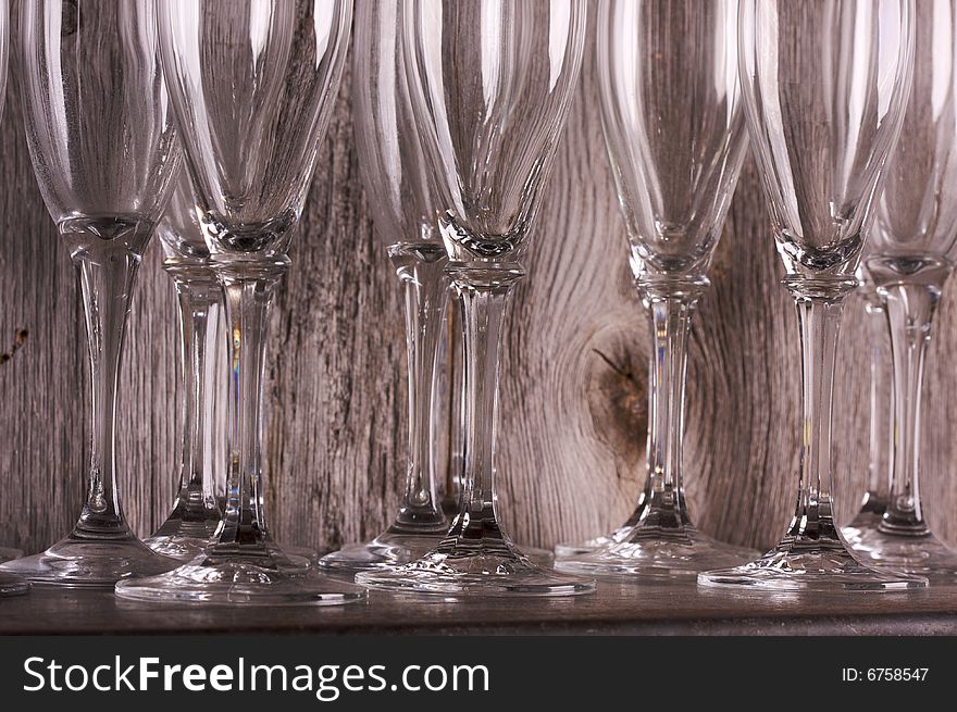 Champagne Flutes On Shelf