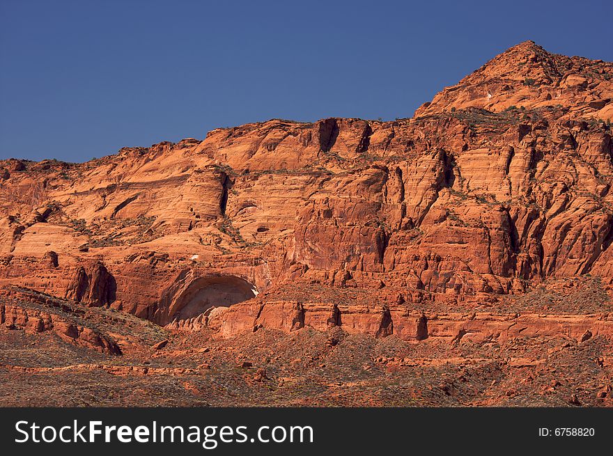 Red Rocks of Utah with Dramatic Blue Sky and Clouds