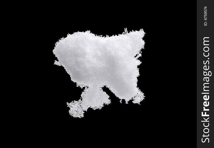 White Snow Isolated On Pure Black Background