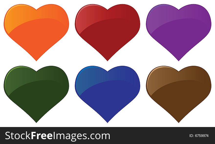 Vector illustration of colorful hearts
