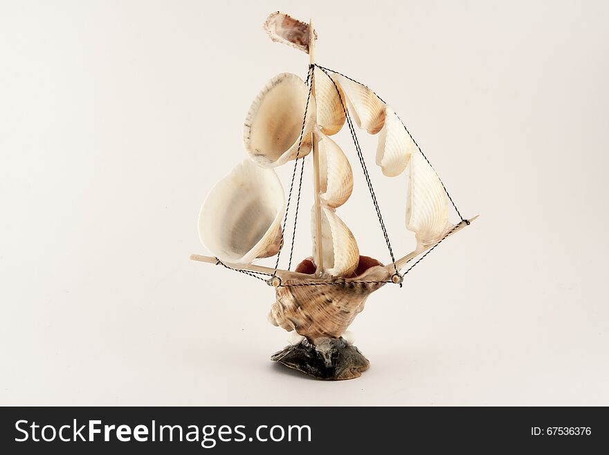 Souvenir ship made of shells. Souvenir ship made of shells