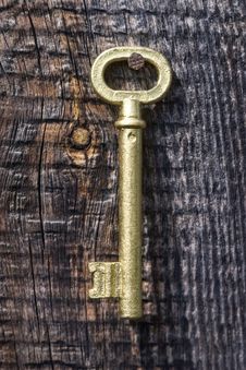 Old Key Of Gold Colour. Royalty Free Stock Photos