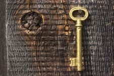 Old Key Of Gold Colour. Royalty Free Stock Images