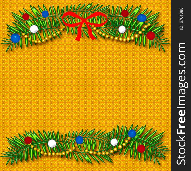 Christmas frame colorful ornaments and beads around blank center. Christmas frame colorful ornaments and beads around blank center