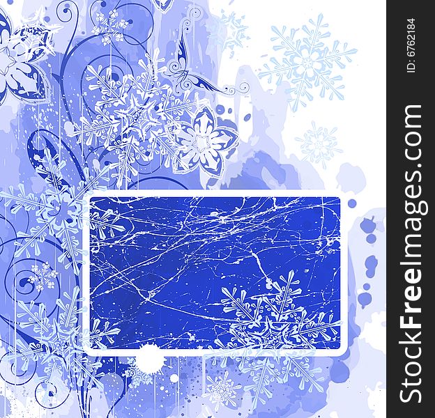 Blue frame & snowflakes