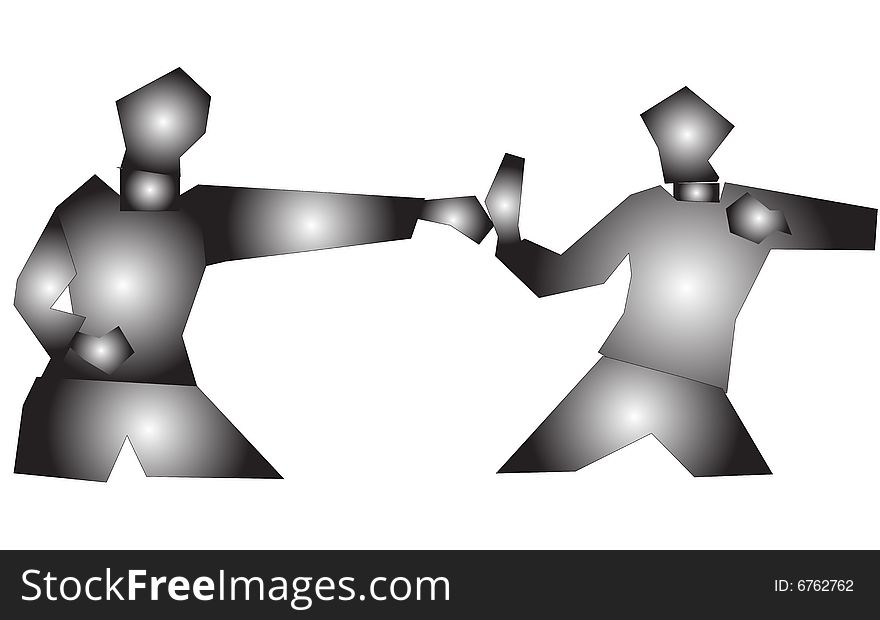 A vector illustration of karate fight. A vector illustration of karate fight