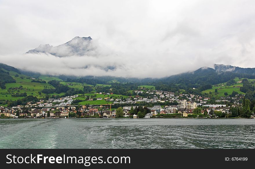 The small village on the hills around Lake Luzern in Switzerland