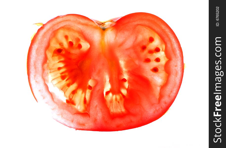 Juicy red tomato isolated over white background