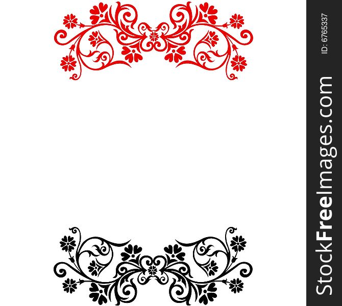 A white background with the same decorative pattern in red and black. A white background with the same decorative pattern in red and black