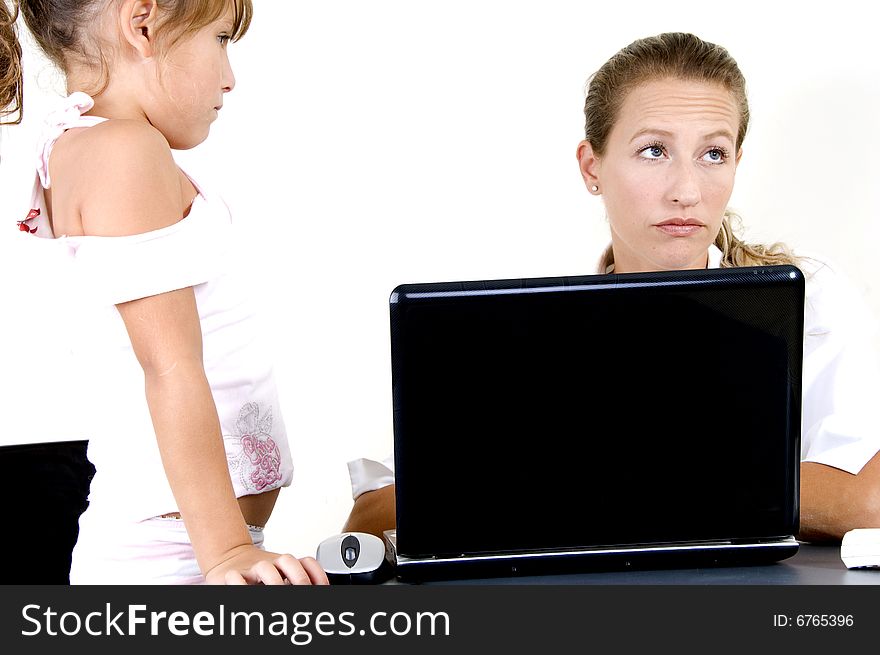 Mother And Daughter With Laptop