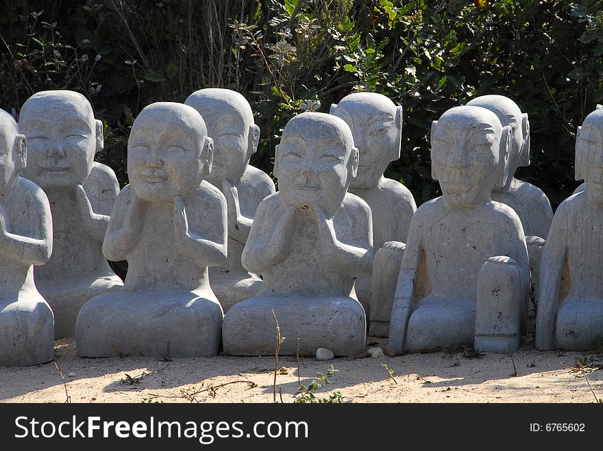 Stone BudaÂ´s on a garden