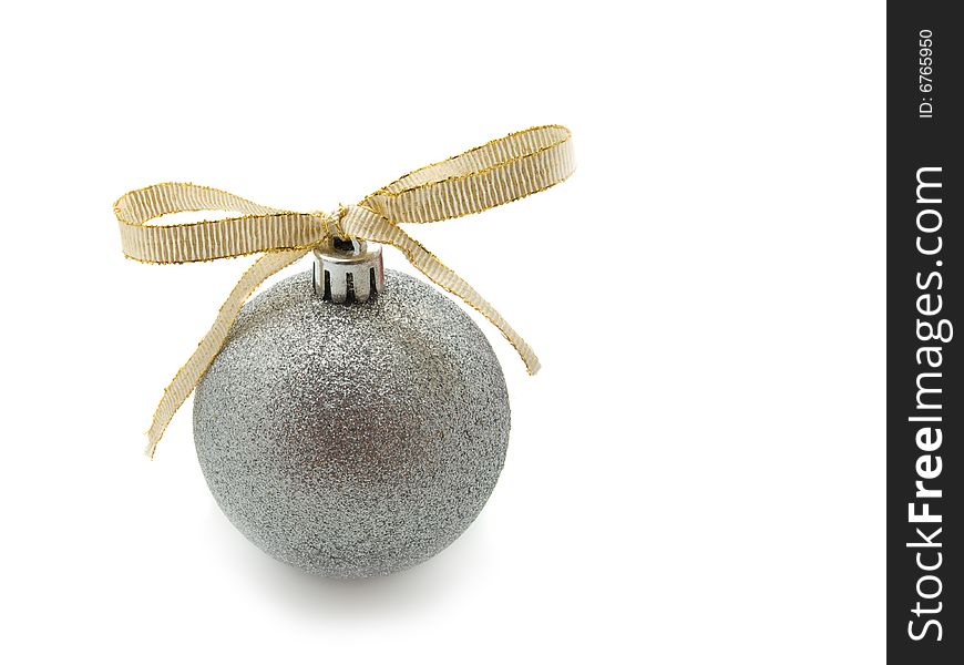 Decorative Christmas bauble with bow ribbon