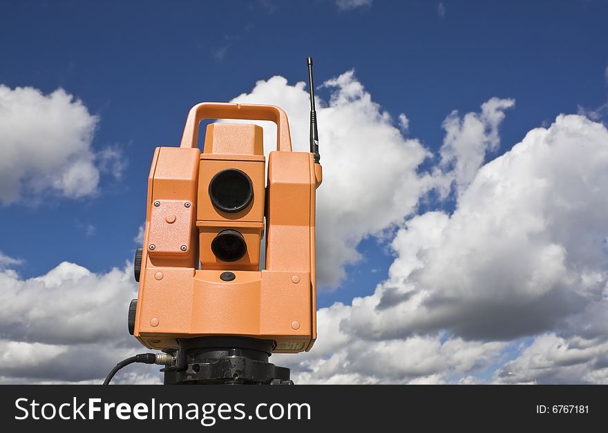 Total station under amazing clouds