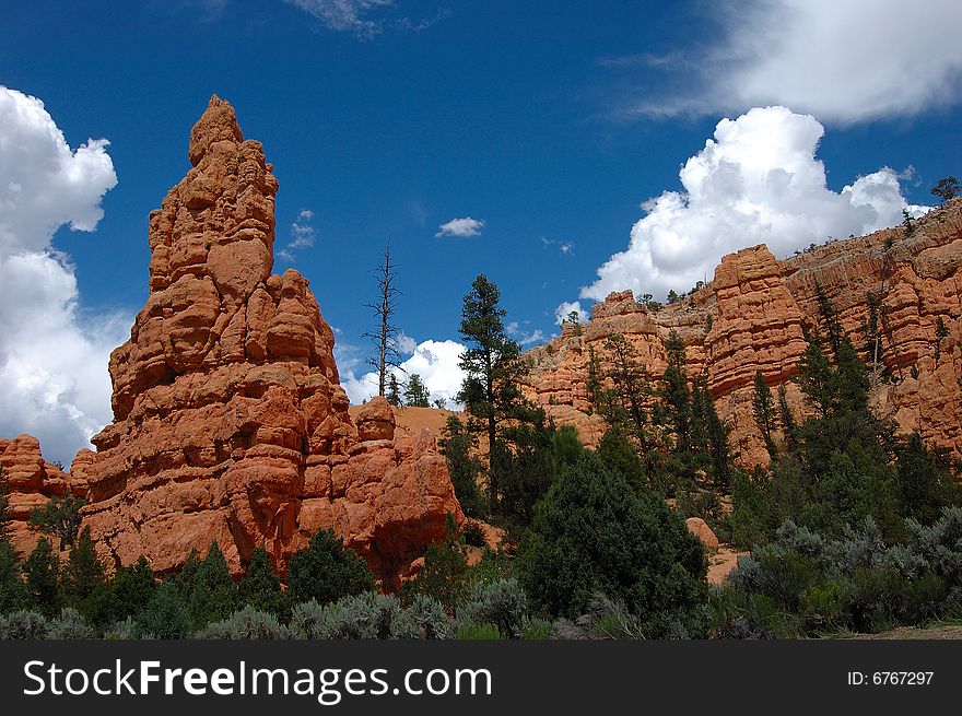 Spectacular rock formations in Red Canyon, Utah