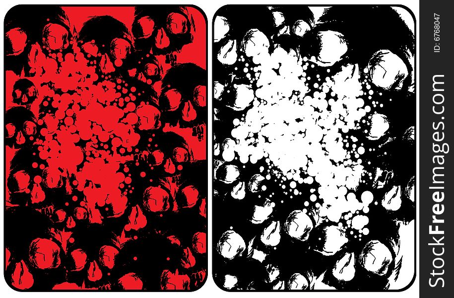 Halloween theme cards with halftone skulls for your message. Halloween theme cards with halftone skulls for your message