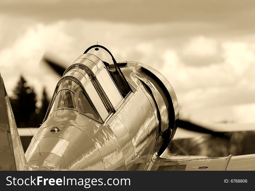 A North American AT-6 D fighter training aircraft at Eisberg airfield, Baden-Wuerttemberg, Germany. A North American AT-6 D fighter training aircraft at Eisberg airfield, Baden-Wuerttemberg, Germany