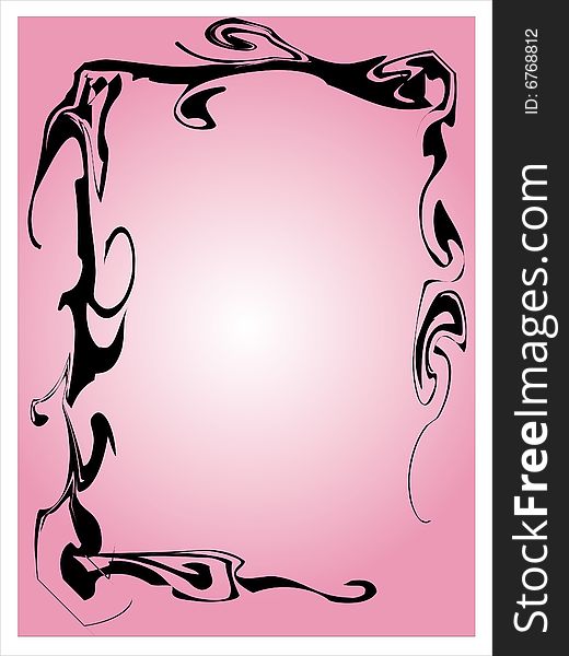 The back of a fancy black frame on a pink background. The back of a fancy black frame on a pink background