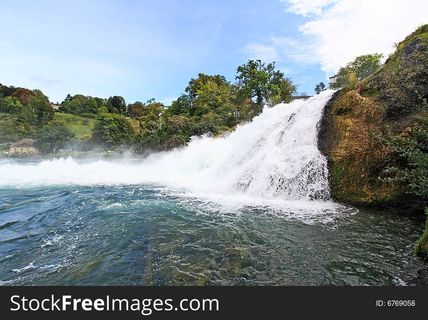 The Europe largest falls Rhine Falls in Switzerland. The Europe largest falls Rhine Falls in Switzerland