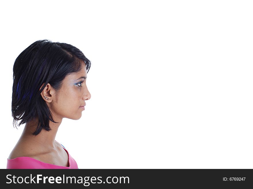 Picture of one girl modelling on a white background. Picture of one girl modelling on a white background