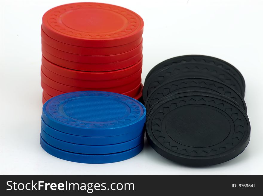 Three Stacks Of Poker Chips