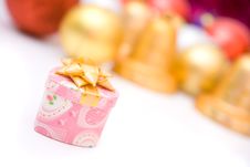 Gift Box And Christmas Decoration Royalty Free Stock Images