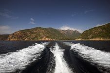 Boat Wake In The Mediterranean Sea Stock Photo Boat Wake In The Mediterranean Sea Stock Photo