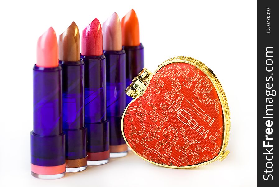 Five Lipsticks And Mirror