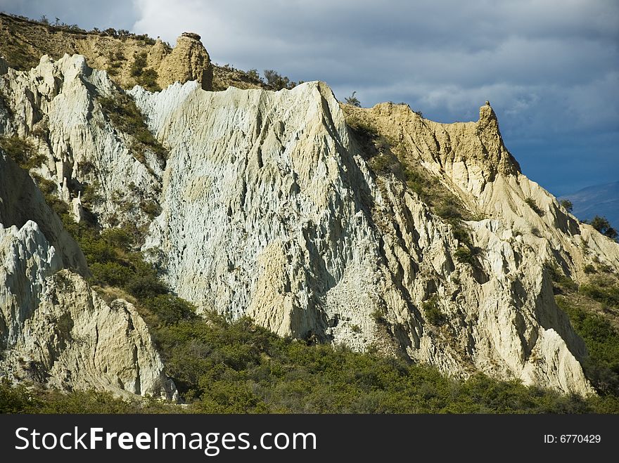 Clay cliffs. Filming location of Lord of the Rings trilogy. South Island. New Zealand. Clay cliffs. Filming location of Lord of the Rings trilogy. South Island. New Zealand