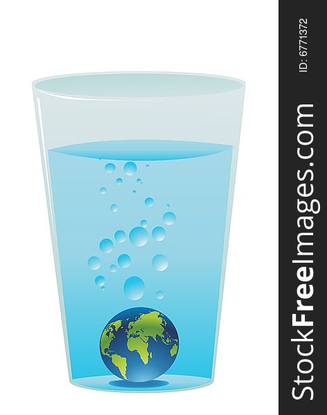 Planet earth in blue water vector illustration