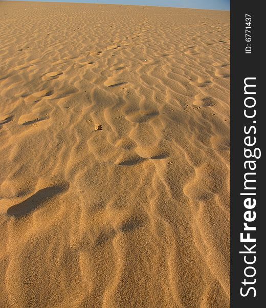 Footprints on the sandy desert. Footprints on the sandy desert.