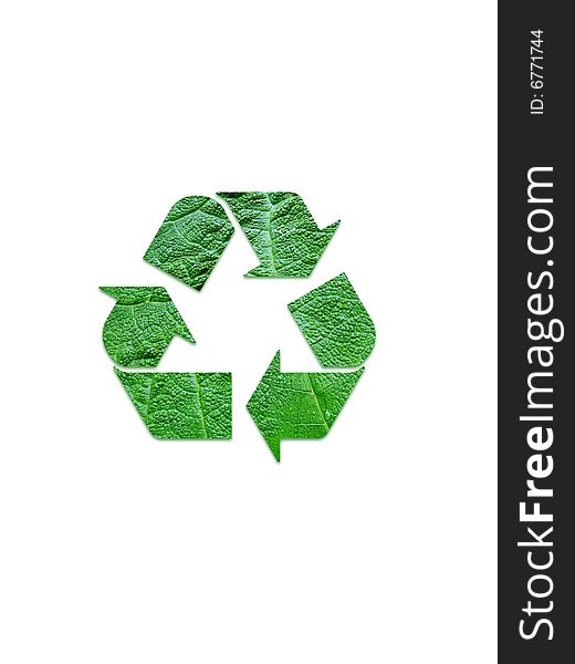 Green recycle symbol on white