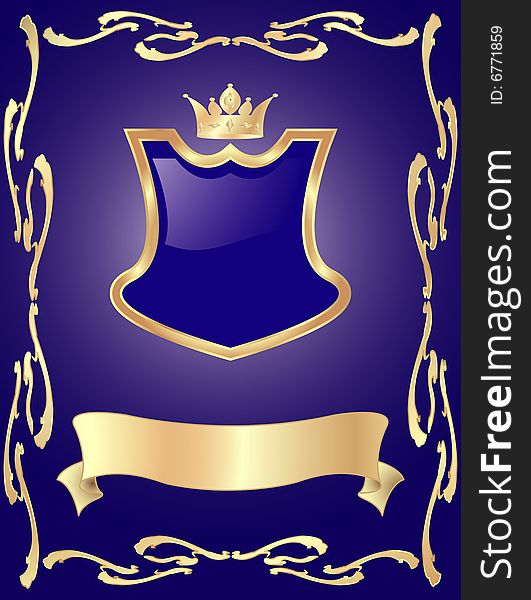 Vector label with crown and shield. Vector label with crown and shield